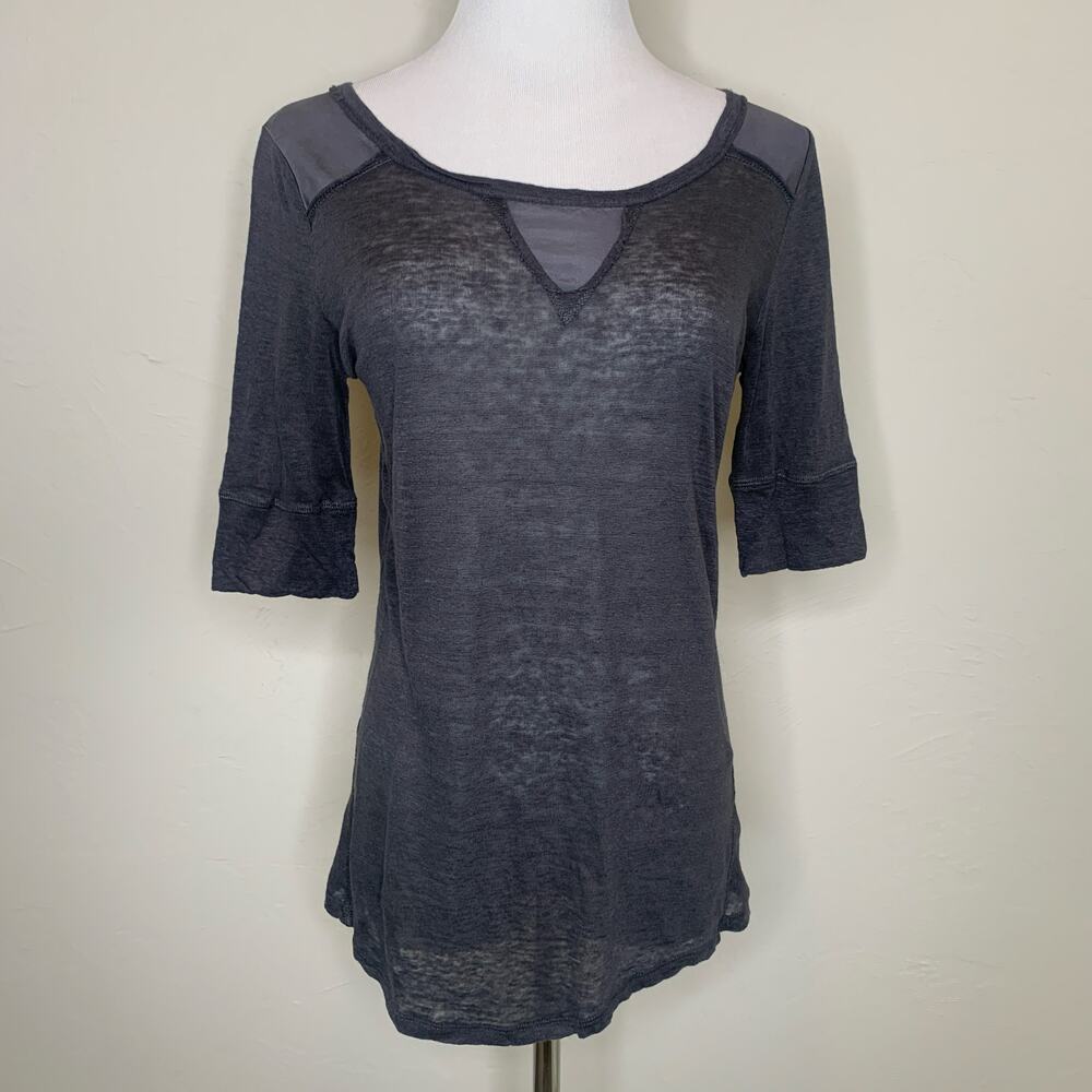 Banana Republic Gray Linen Silk Natural Fibers T Shirt Sz Small Minimalism - Picture 2 of 12